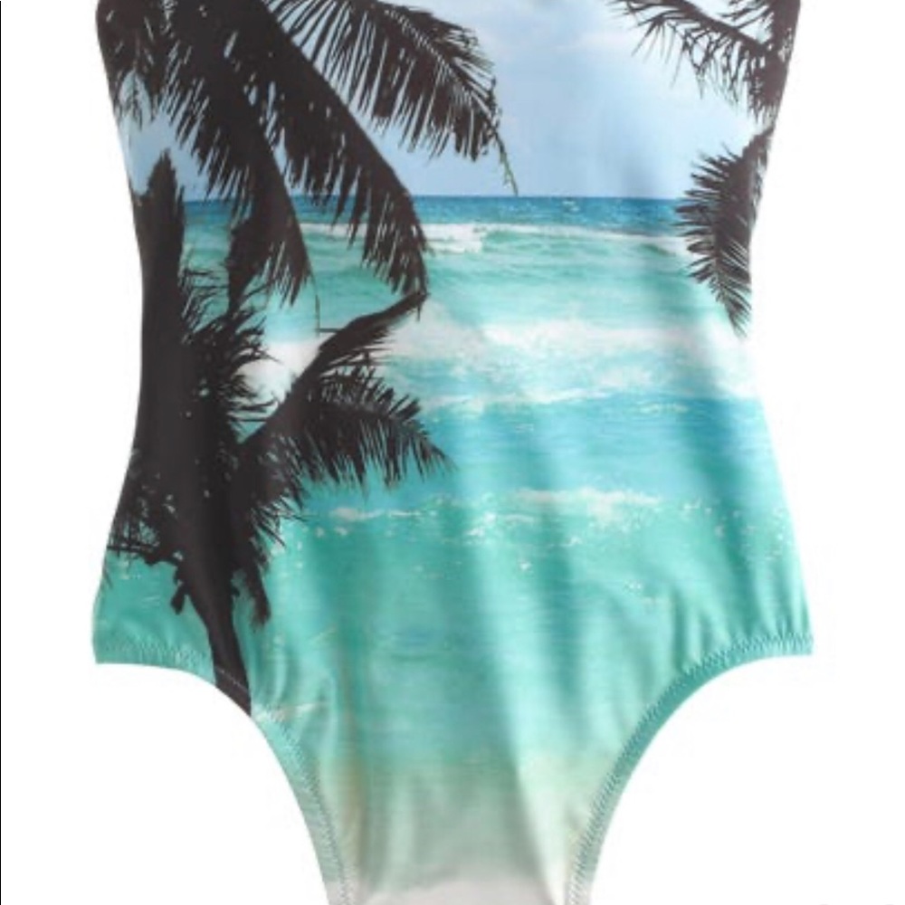 J CREW PALM TREE SCOOP BACK ONE PIECE SWIMSUIT